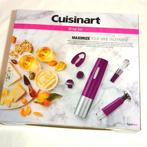 New Cuisinart Wine Set Electric Wine Opener Aerator Vacuum Sealer Cutter - Picture 2 of 6